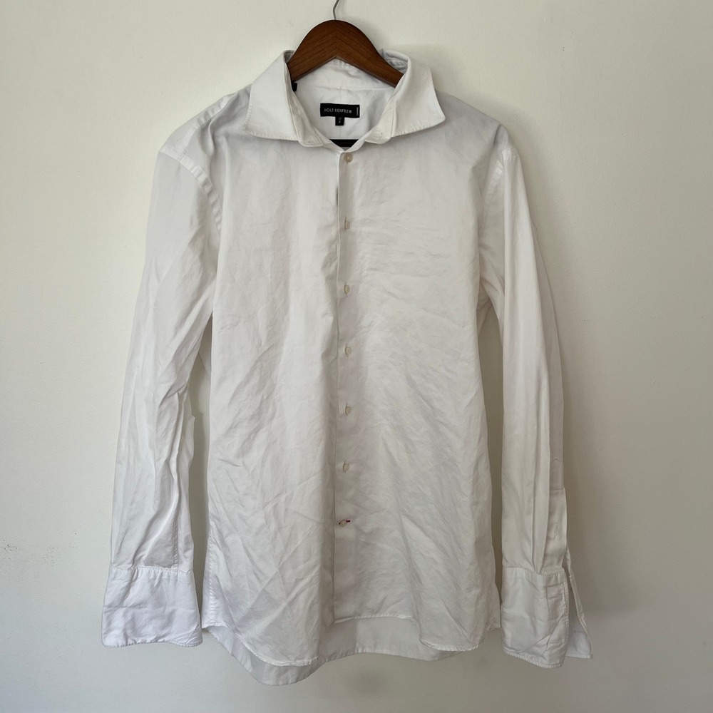 Holt Renfrew Mens White 100% Cotton French Cuff Dress Shirt Size 17 R Canada